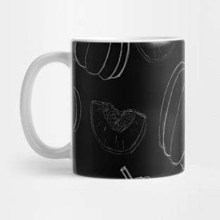 White vintage pumpkin sketch pattern Mug